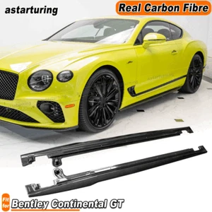For Bentley Continental GT 2018-24 REAL Carbon Side Skirt Extension Lip Spoiler - Picture 1 of 9