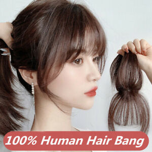 Clip in 3D Air Bangs Real Human Hair Bangs for Women One Piece Clip on Topper