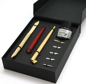 Liquidraw Calligraphy Pen Set With Black Ink Dip Pen Nibs Holder Wooden Arabic - Picture 1 of 6
