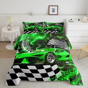 Race Car Toddler Bedding Set – 2-Piece Comforter & Pillowcase, Soft & Lightweigh - Picture 1 of 6