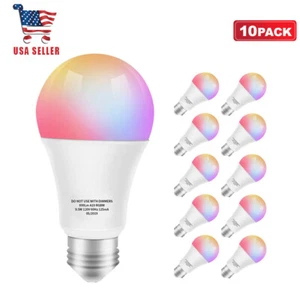 Smart Light Bulb, RGB Color Changing CCT LED Bulbs, Works with Alexa, 10pack - Picture 1 of 7