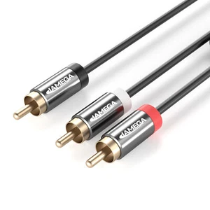 2m Subwoofer Y-Kabel Cinch RCA Kabel Koncentryczny HiFi Audio Kabel 3x Cinch Plug - Zdjęcie 1 z 6