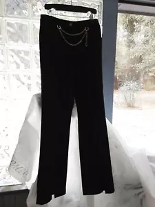 ST. JOHN Detachable Chain Black Flat Front Pull On slit bottom Leg Pants Size 6 - Picture 1 of 8