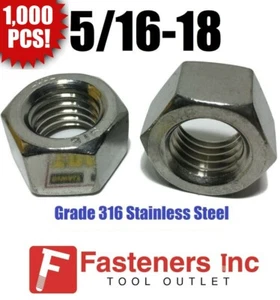 (Qty 1000) 5/16-18 UNC 316 Grade Stainless Steel Finished Hex Nut GRADE 316 - Picture 1 of 4