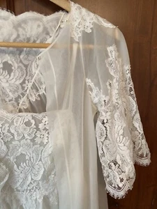 Vtg White Lacy Dress Sheer Lingerie Evening Wear Granny Core Homemade - Picture 1 of 13