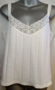 Camiseta sin mangas Sigrid Olsen para mujer blanca con encaje talla M cabaña boho gitana romántica - Imagen 1 de 7