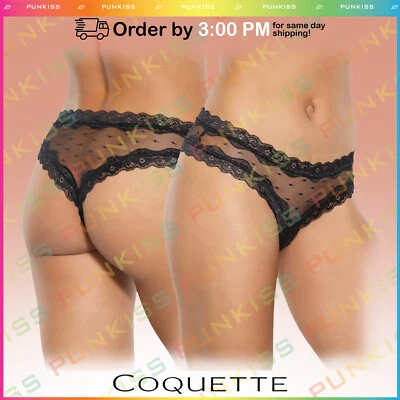 Bragas hipster coquette de malla de encaje a lunares para mujer 💋Ropa interior lencería tanga Foto 1 de 2