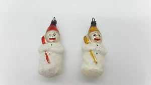 Vintage Weihnachten - 2 x Glimmer Schneemann Figur Merkur Glas Germany 40er Jahre  - Bild 1 von 6