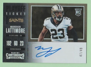 MARSHON LATTIMORE 2017 Contenders PLAYOFF TICKET Autograph 252 SP RC AUTO #47/49 - Picture 1 of 1