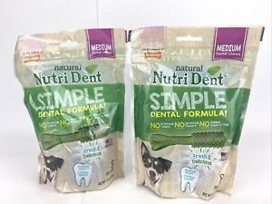Nylabone NutriDent Simple Dental Formula Medium Dental Chews 8 Dog Treats 2 Bags