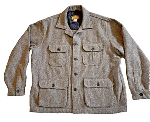 VTG Woolrich 562 Hunting Jacket Mackinaw Coat Wool/Nylon XL Brown Tweed Button - Picture 1 of 9