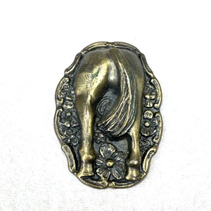 Vintage 1970's Brass Belt Buckle "Horse's Behind" Floral 4078 Western - Picture 1 of 3