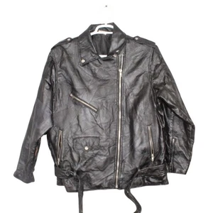 Vintage 90s Flight Path Black Stitch Pattern Motorcycle Biker Jacket Size XXL - Bild 1 von 9