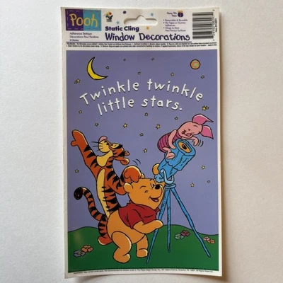 Winnie the Pooh Window Cling 5x8 панель Twinkle Stars Piglet Moon винтажный 90-е Disney - Изображение 1 из 4