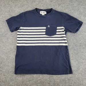 Original Penguin Shirt Mens Small Blue White Stripes Crew Neck Short Sleeve Logo - Picture 1 of 16