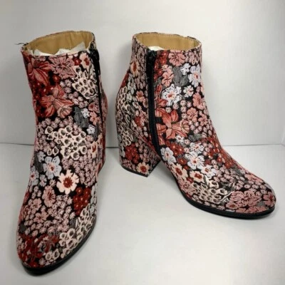Botines florales Qupid rojo, rosa, azul claro, talla US.  5,5 Foto 1 de 4