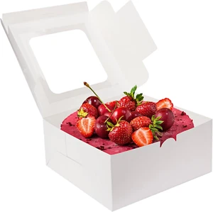 40Pcs Cake Boxes, 10X10X5 Inch White Bakery Boxes with Window for Valentine'S Da - Picture 1 of 7