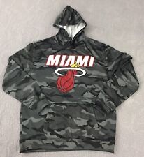 Miami Heat UNK NBA Camo Gray Fleece Hoodie Sweat Long Sleeve Shirt Size XL