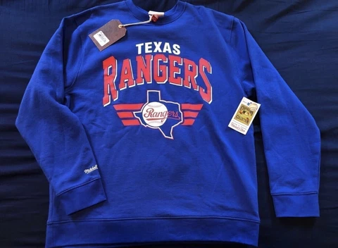 Vintage NWT Mitchell & Ness Texas Rangers Crewneck Sweater Men size 2XL MLB Rare Cover