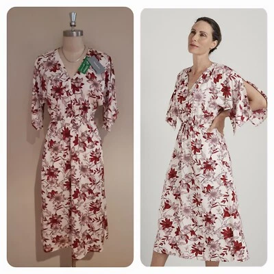 | TRENERY | Flutter Sleeve Dress 10 S | Red Floral | RR$199 | COUNTRY ROAD | NEW - image 1 of 4