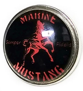 Marine Mustang Enlisted Officer Lapel Pin Alloy Metal Scarlet on Black 1 1/8" - Picture 1 of 6