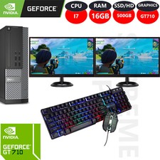 GAMING PC DELL HP COMPUTER DUAL TFT BUNDLE WINDOWS 10 THREAD i7 16GB 500GB GT730
