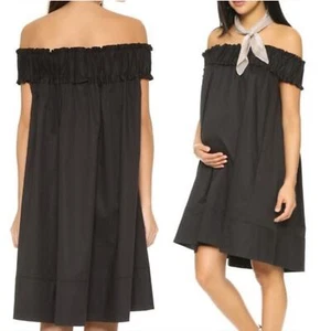 HATCH Maternity Audrey Black Sleeveless Dress Wool Silk Off the Shoulder Dress - Picture 1 of 14