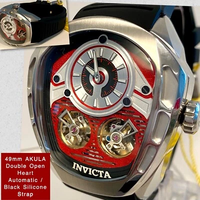 49mm Auto | Double Balance Wheel |AKULA Red/Silvertone Invicta Mens Watch + 1-DC - Image 1 of 4