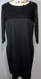 VESTIDO Liz Claiborne Negro Lentejuelas Top Cremallera Trasera Manga 3/4 Para Mujer Talla 6 Bolsillos - Imagen 1 de 9