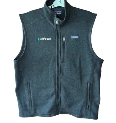Patagonia Better Sweater Vest Mens XL Black Zip Fleece Corp Logo 25882 - Image 1 of 4