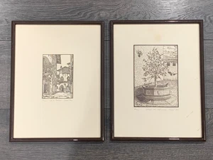 Luigi Servi Signed Original Woodcut Prints Turin Italy Casa di Cuorgne Melograno - Picture 1 of 11
