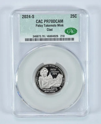 2024-S Washington Quarter Clad Patsy Takemoto Mink PR70 DCAM CAC CACg *9763 - Image 1 of 4