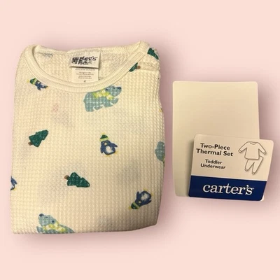 De Colección Nuevo Conjunto de Pijama Carters Niño Pequeño Nuevo de Lote Antiguo Talla 4T Térmico Árbol de Navidad Blanco Foto 1 de 3