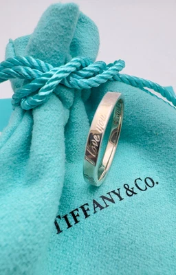 Tiffany & Co. I Love You Notes Band Ring Sterling Silver  925  Size 7.5 - Image 1 of 4