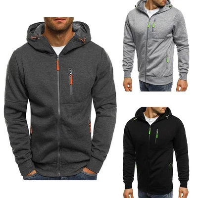 Sudadera con Capucha con Cremallera para Hombres Manga Larga Calce Ajustado Informal Sudadera con Capucha Chaqueta Top Foto 1 de 4