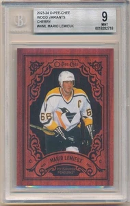 MARIO LEMIEUX 2023/24 O-PEE-CHEE OPC WOOD VARIANT CHERRY PENGUINS SP BGS 9 MINT - Picture 1 of 2