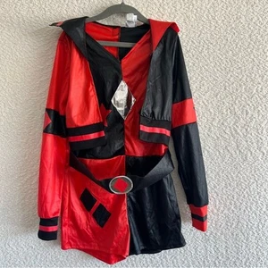 Harley Quinn DC Girls Kids Romper Halloween Costume One Piece Red Size 8/10 - Picture 1 of 15