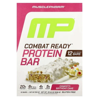 Barra de proteína Combat Ready™, pastel de cumpleaños de confeti, 12 barras, 1,87 oz (53 g) cada una Foto 1 de 3