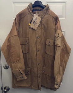 Giacca vintage Willis & Geiger Field tela con bordo in pelle fodera a quadri taglia Large NUOVA - Foto 1 di 15