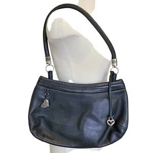 Borsa a tracolla Brighton in pelle ciottolata nera manico superiore Y2K 00s intrecciata - Foto 1 di 15