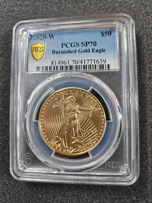 🌟 2020-W $50 Pulido Oro Águila 1 OZ Oro SP70 PCGS ESCUDO ETIQUETA FECHA CLAVE Foto 1 de 3