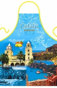 Cefalu Italy Kitchen Apron, Made in Italy - Picture 1 of 2
