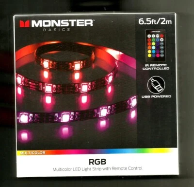 MONSTER MultiColor USB LED Light Strip BRAND NEW: 6.5 Feet: 26' Range Remote USB - Image 1 of 2