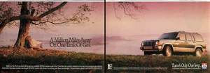 Magazine Print Ad JEEP 1993 4WD Cherokee 4.0 Litre Woman Under Tree 2 Half pages - Bild 1 von 1