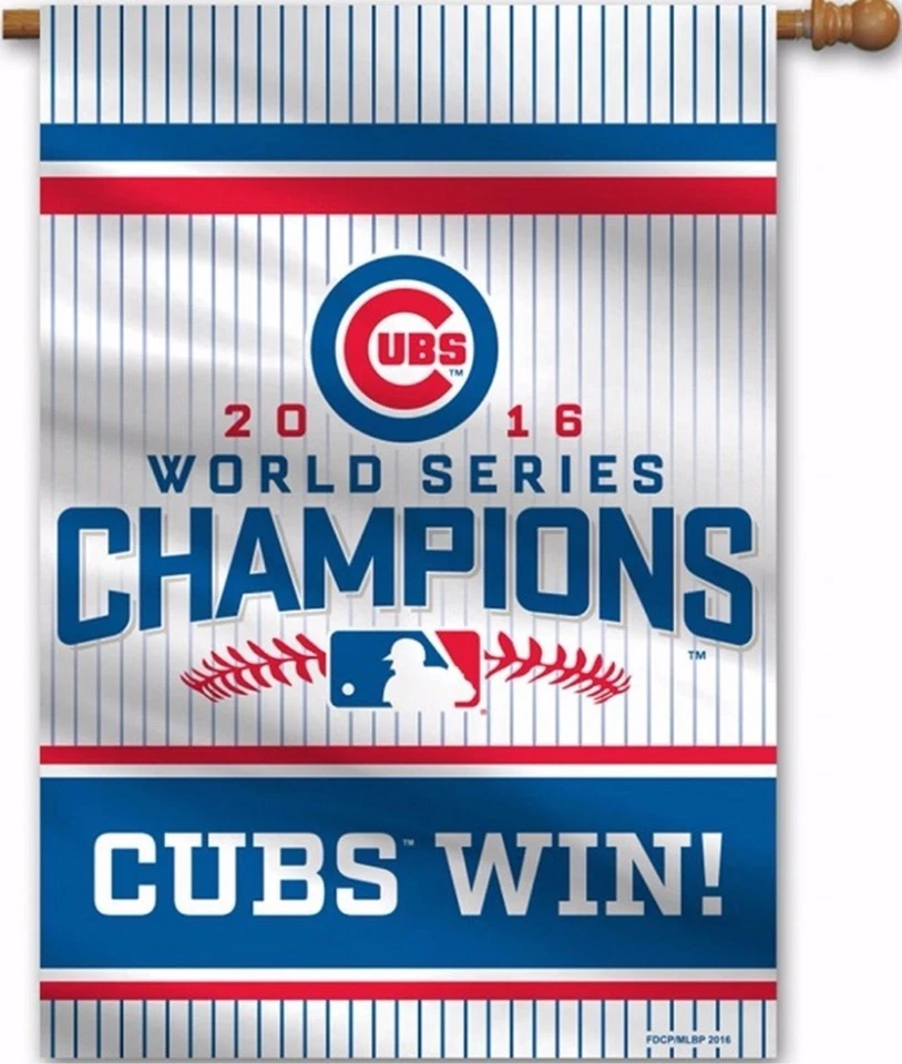 Chicago Cubs 2016 Serie Mundial Campeones Casa Bandera 2 Caras Rayas 13098 Foto 1 de 1