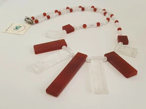 UNIKAT Edelsteine Kette Collier "Cleopatra" Karneol Bergkristall Silberverschlus - Bild 1 von 5