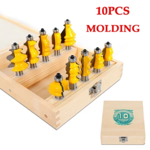 10pcs 1/2" Shank Molding Router Bit Set Architectural Specialty Woodworking Tool - Picture 1 of 24