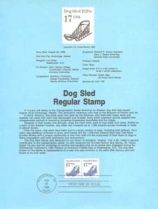 #8621 17c Dog Sled Coil Stamp #2135 USPS Souvenir Page - Picture 1 of 1