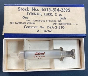 VTG Ideal Hypodermic Syringe Luer One 2 cc  Glass East Rutherford 1962 Sealed - Picture 1 of 3