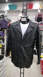 GIACCA MAX Pelle Uomo Man Nero VINTAGE tg48 MON1431LZ - Picture 1 of 7